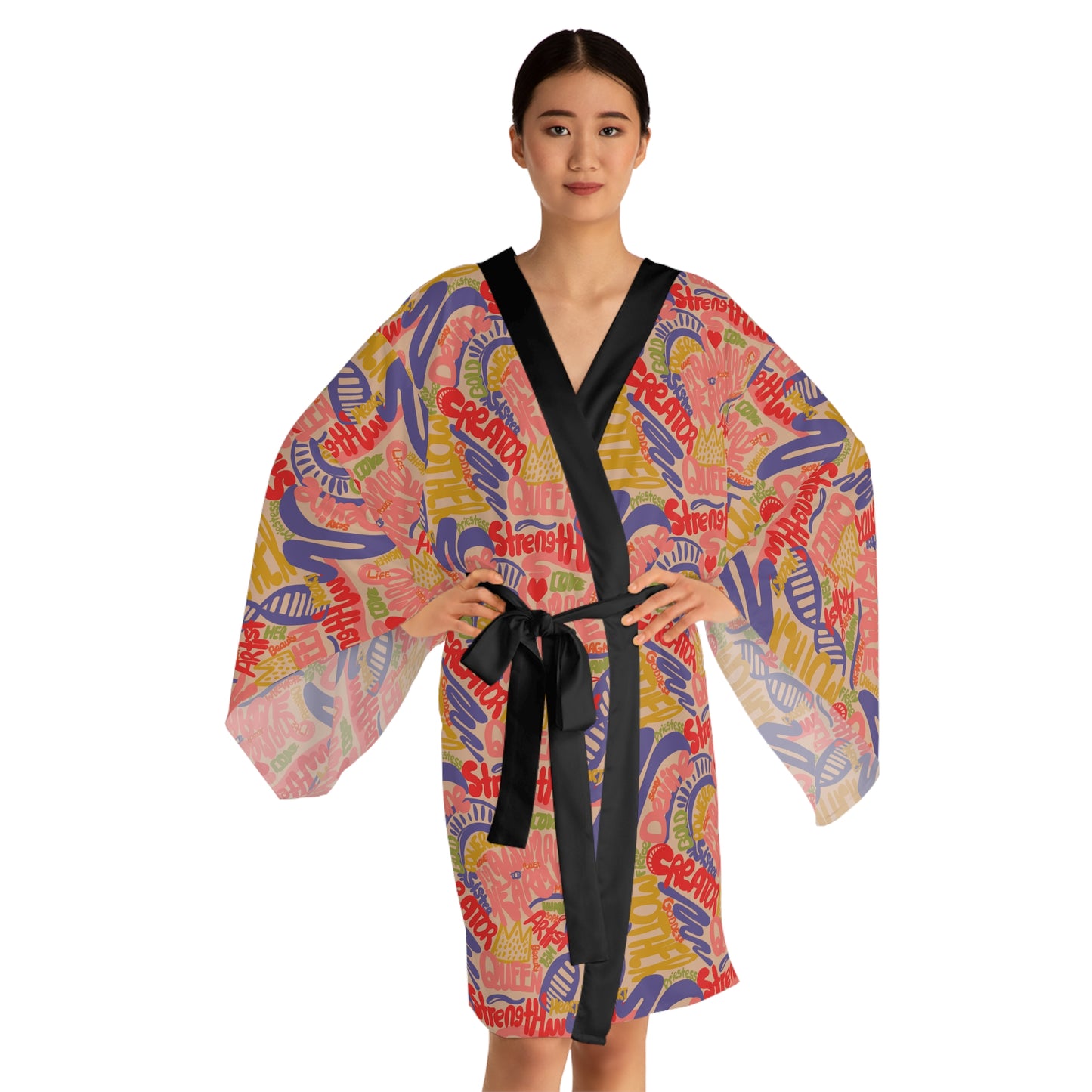 I'm A Woman Multi Taupe Kimono Robe